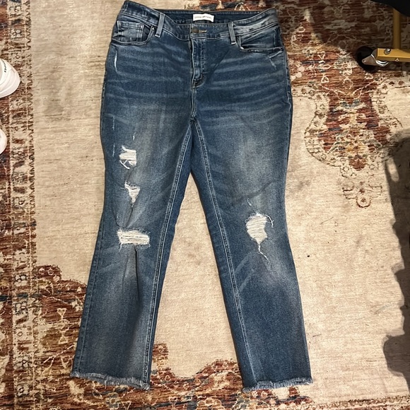 Lane Bryant High Waist Straight Raw Hem Flex Magic Blue Jeans Size 14 - Picture 2 of 6